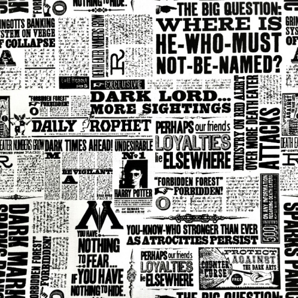 Harry Potter - Newsprint 100% Cotton